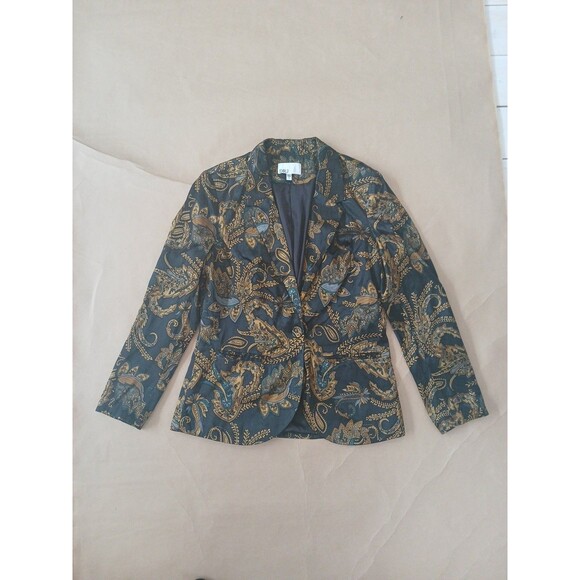 DR2 Daniel Rainn Satin Blazer Jacket Women’s S Black Paisley Luxe - Picture 1 of 7